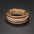 thumbnail image 3 of Pulsera tejida para mujer en tonos café, accesorio de joyería, brazalete con hebilla multicapa hecho a mano, 3 of 3