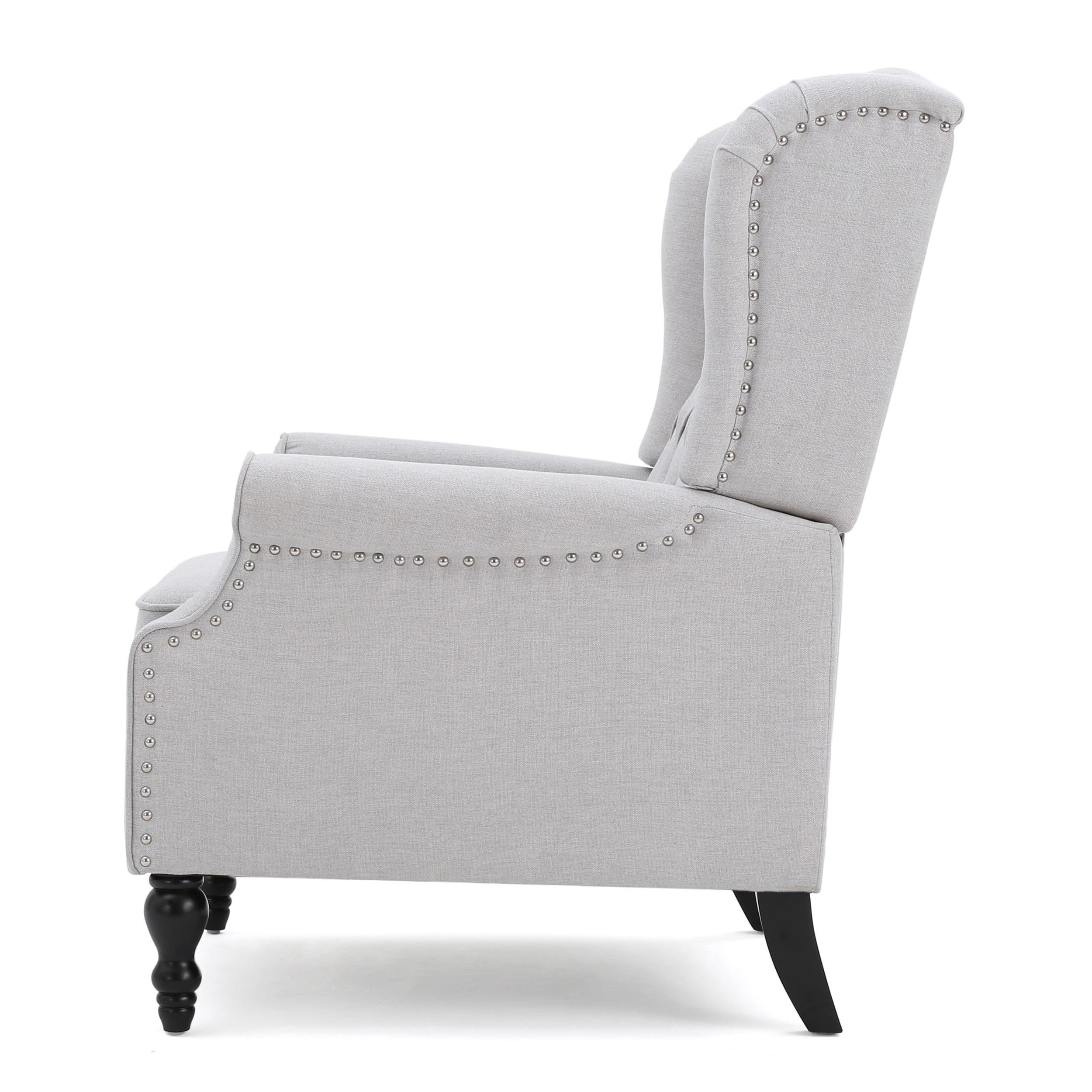 Noble House Light Gray Bishop Fabric Pushback Recliner Set of 2