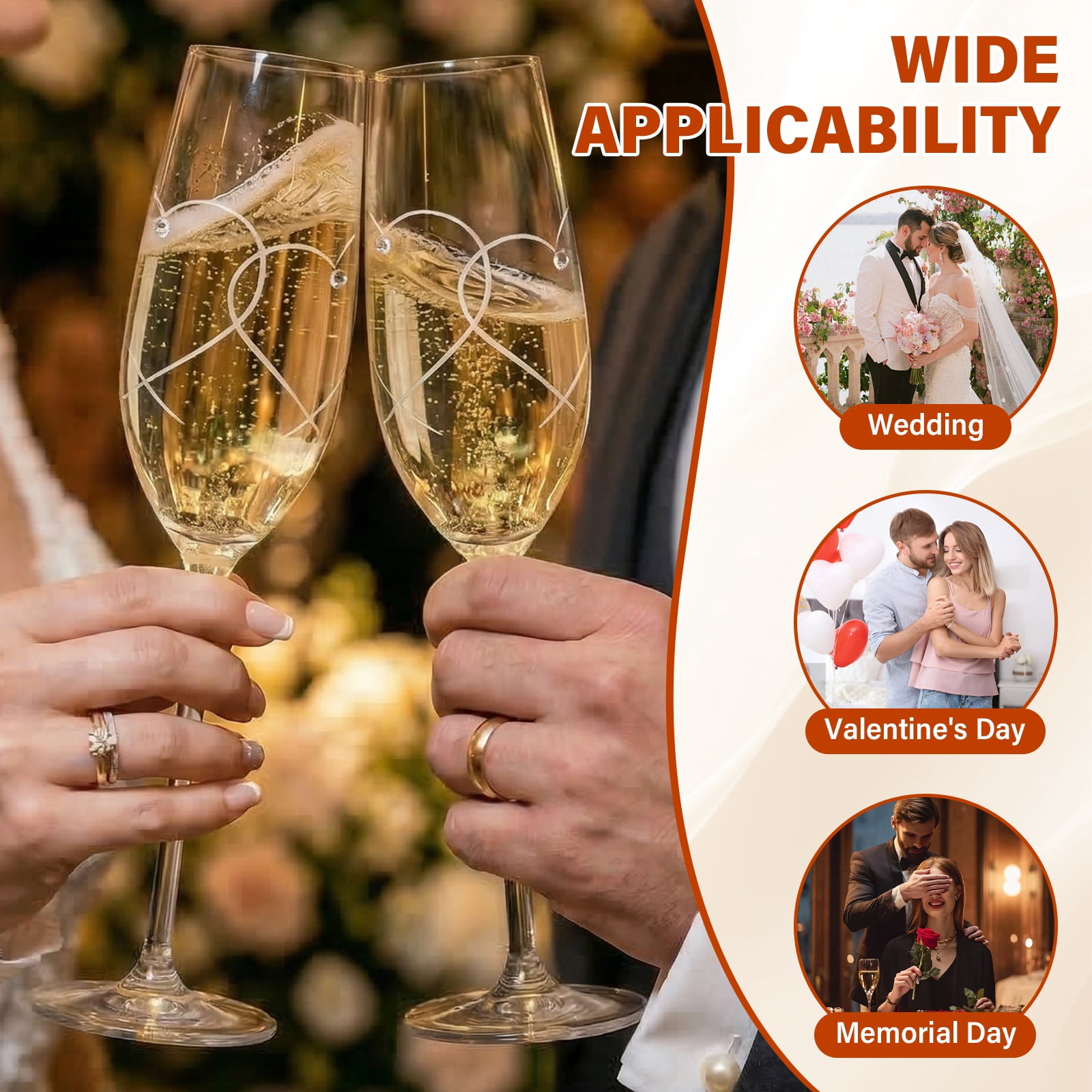 Champagne Flute Bride and Groom Wedding Toasting Champagne Glasses Set of 2 Embellished with Crystal or Pearl Wedding Engagement Christmas Present for Couple