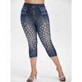 thumbnail image 3 of Más el tamaño del patrón Mallas 3D Alta subida del recortada Jeggings Rosegal Leggings de talla grande, 3 of 5