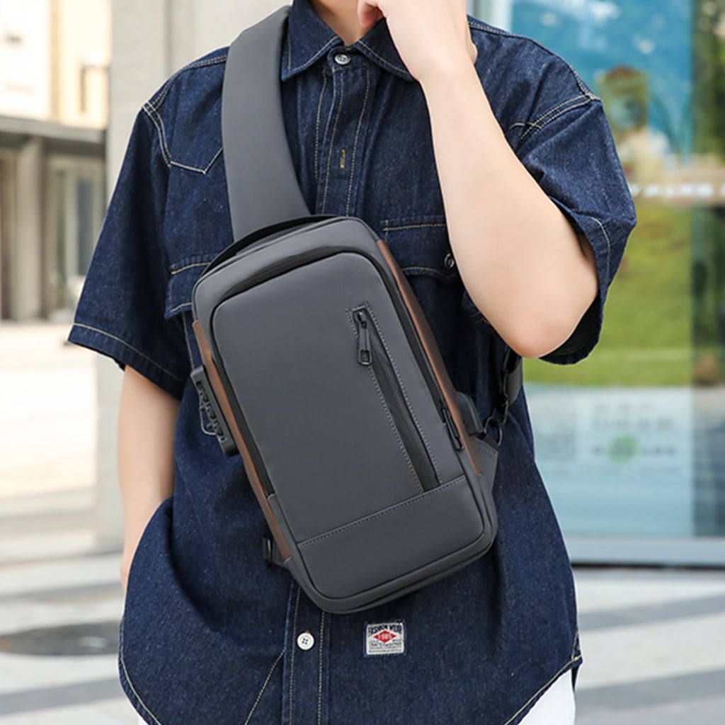 Men Chest Sling Bags Antitheft Shoulder Bag with Password Lock Outdoor Sports Bag Travel Pack Fashion Crossbody Bag