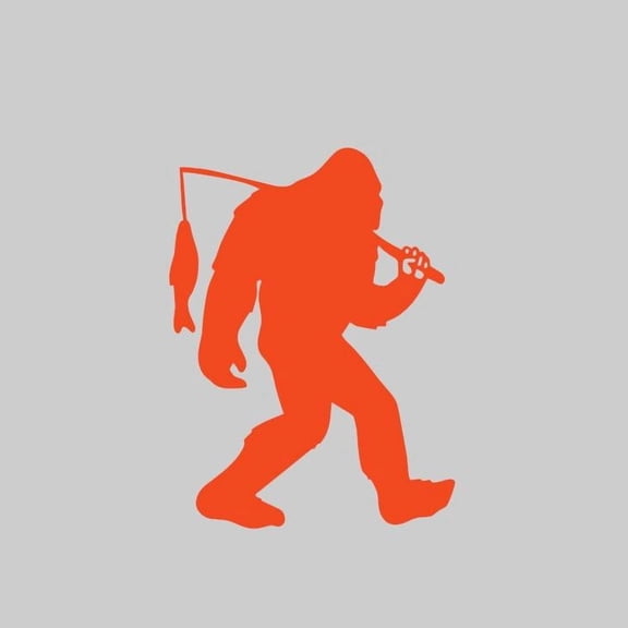 Bigfoot Fishing Sasquatch Lake River Vinyl Decal Sticker UV & Waterproof Bumper Window Laptop Automotive Water Bottle Gift accessories – ORANGE 6"