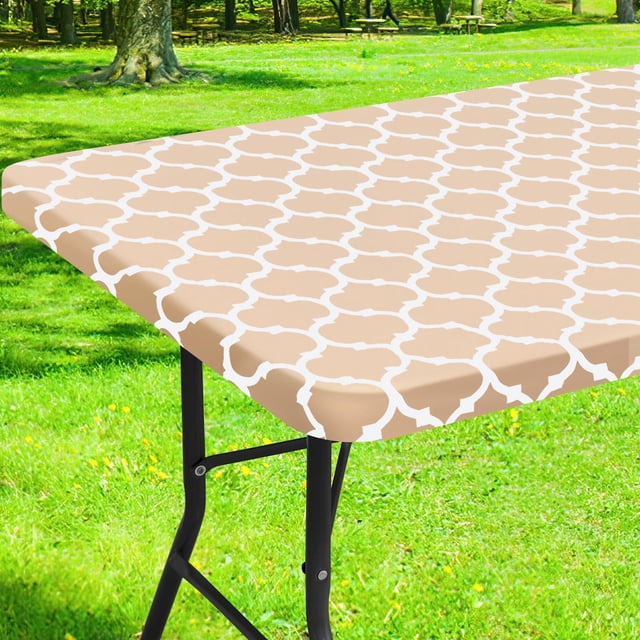 Mantel Smiry rectangular impermeable para mesas de 8 pies, color caqui