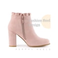 thumbnail image 3 of Unique Bargains Women's Ruffle Block High Heels Ankle Boots Dust Pink (Size 9.5), 3 of 6