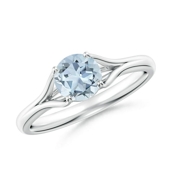 Angara Natural 0.72 Ct. Aquamarine Solitaire Ring in 14K White Gold for Women (Ring Size: 7)