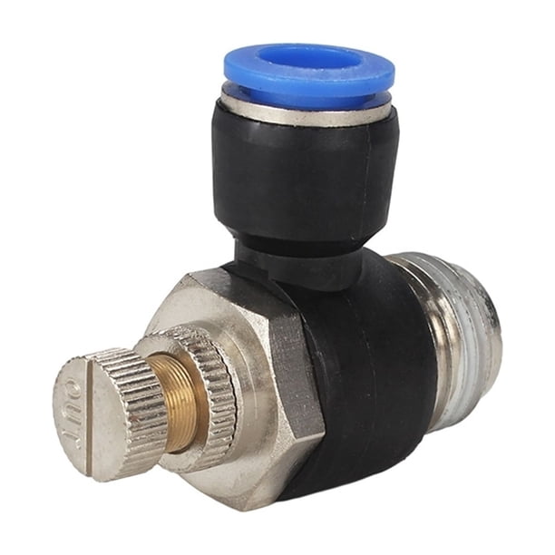 2pcs SL " Controlador de flujo de velocidad neumático L Tipo 4-12mm SOBREDOSIS Tubo de manguera 1/8 "1/4" 3/8 "1/2 "BSP Válvula de límite de flujo de aire de gas masculino Ajuste rápido