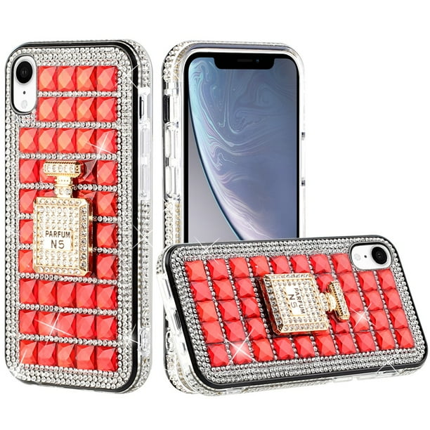 For Apple Iphone Xr Ornament Bling Diamond Shiny Crystal Case Cover Perfume Bottle On Red Walmart Com