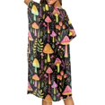 thumbnail image 4 of HELLHERO High Quality Fabrics Long Kimono Swimsuit Cover Up for Vacation Casual Free Size Women's Swimsuit Coverups Mushroom Pattern, 4 of 6