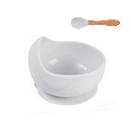 

huanledash Bowl Spoon Set 1Set Bowl Multifunctional Easy to Clean Strong Suction Baby Silicone Bowl and Spoon Set for Dishes