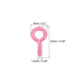 thumbnail image 2 of 200 Pack Small Screw Eye Hooks Mini Eyelets Screws, 5x10x1.2mm, Dark Pink, 2 of 5