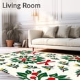 thumbnail image 2 of ODIKA 3'x5' Machine Washable Non-Slip Area Rug, Festive Holly Wreath Holiday Bathroom with Hooks High Traffic Rug, Green, 638617, 2 of 7