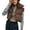 Brown, variant on Women's Bubble Vest Vintage Winter Puffer Vests Cropped Padded Jackets Loose Outwear Warm Sleeveless Coats Solid Color Waistcoat