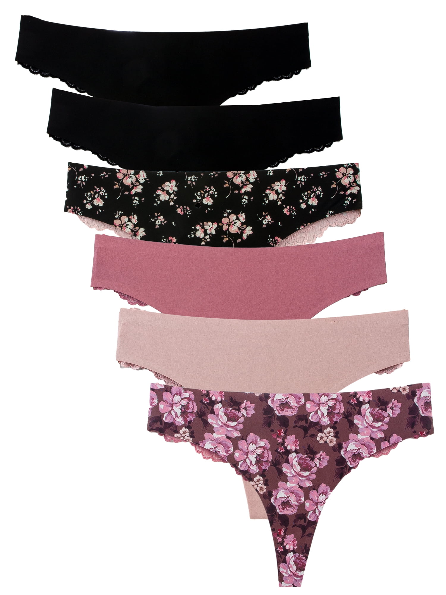 B2BODY Womens Panties SPlus Size Lace Back Floral NoShow Seamless