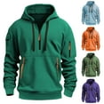 thumbnail image 3 of Hpapadks Mens Hoodie Solid Half Zip Tapered Hoodies Pullover with Zippered Pocket Outdoor Design Hooded Sweatshirts for Men, 3 of 3