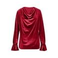 thumbnail image 4 of Velvet Blouses for Women Dressy Casual Tops Drop Neck Long Sleeve Shirts Drape Ruched Front Tunic Top Fashion Trendy Loungewear Soft Warm Clothes Fall Outfits for Women, 4 of 6
