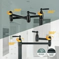 thumbnail image 4 of Pot Filler Deck Mount, WOWOW Pot Filler Faucet Oil Rubbed Bronze Kitchen Folding Countertop Faucet 2 Handle with Stretchable Double Joint Swing Arms Brass Stove Faucet, 4 of 7