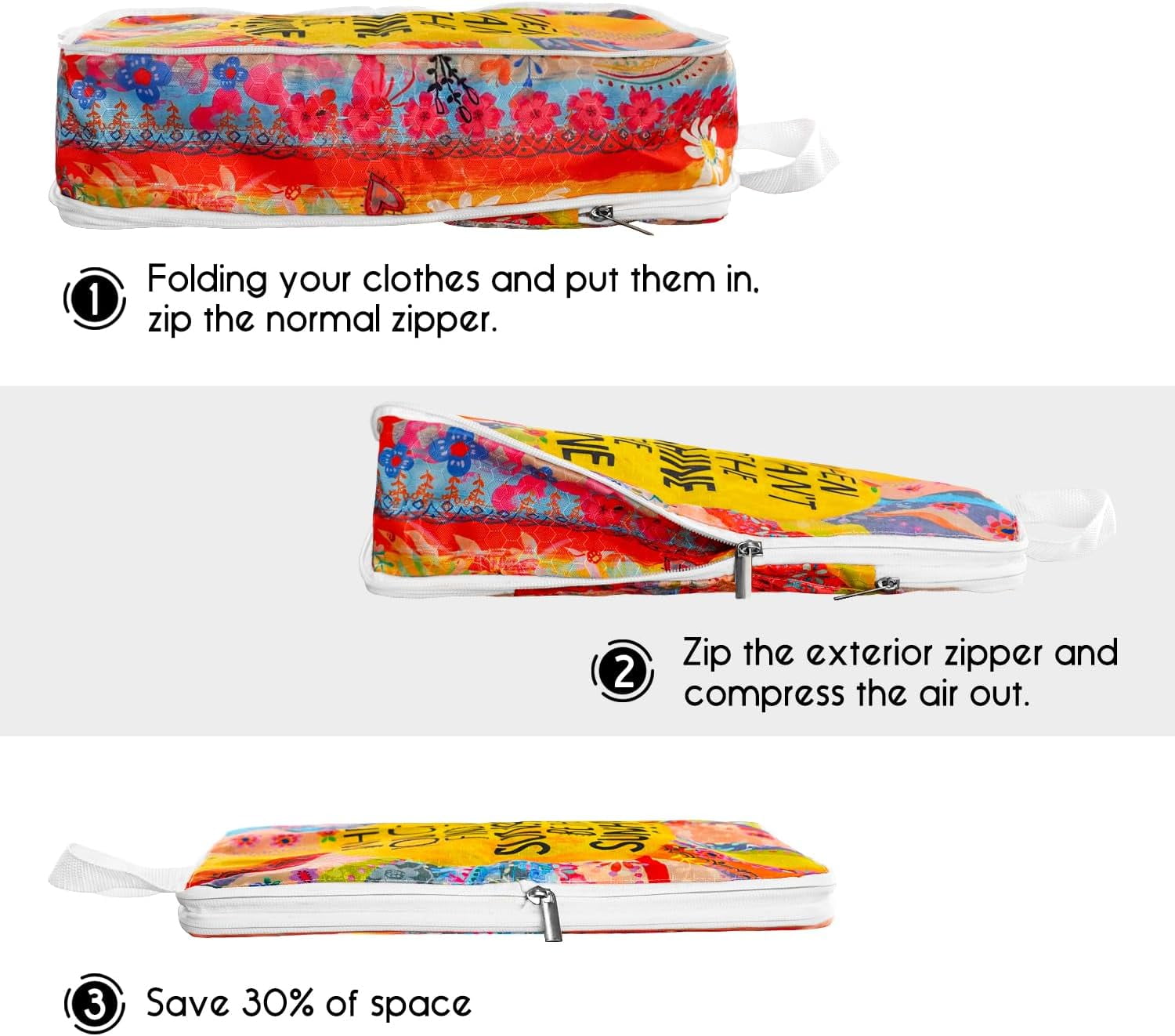 6 Set Compression Packing Cubes for Suitcase,Travel Essentials,Boho Floral Packing Cubes for Travel, Organizer Bags for Backpack/Carry-On Luggage,Ultralight and Waterproof