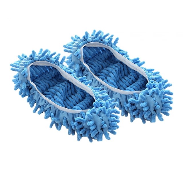 Zapatillas de microfibra suave para fregona, cubierta para zapatos, polvo para pies, limpiador de pelo, herramientas de limpieza de suelo para mujeres Azul Soledad Zapatillas de fregona