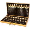 thumbnail image 2 of Juego de vajilla dorada de 24 uds, juego de vajilla de acero inoxidable, cuchillo, tenedor, cuchara, juego de cubiertos de lujo, caja de regalo, cubiertos, apto para lavavajillas Tan Jianjun unisex, 2 of 2