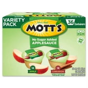 Mott's No Sugar Added Applesauce Variety Pack, 3.9 Ounce (Pack of 36)
