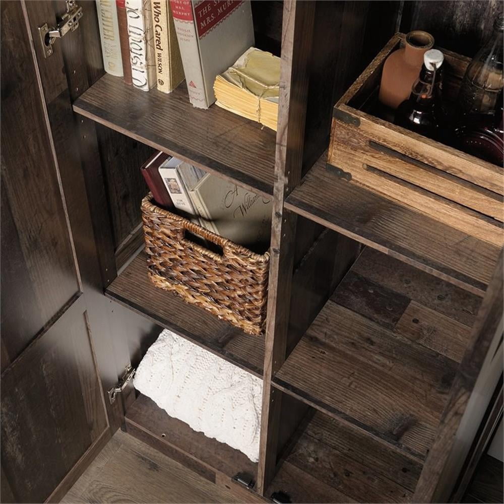 Pemberley Row Engineered Wood Brown Storage Cabinet Rectangular Adjustable Shelves 71.5" Unassembled
