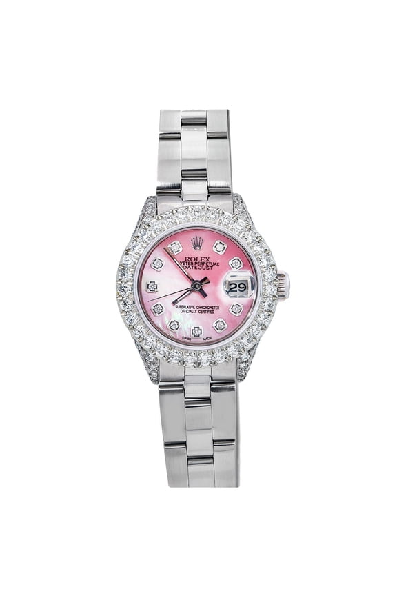 Pre-Owned Rolex Datejust 26MM Pink MOP Diamond Dial Stainless Steel Oyster Bracelet