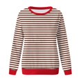 thumbnail image 5 of vigerkar Women Casual Sweatshirt Color Block Striped Long Sleeve Crewneck Oversized Tshirt Fashion Outfits (Red, M), 5 of 5