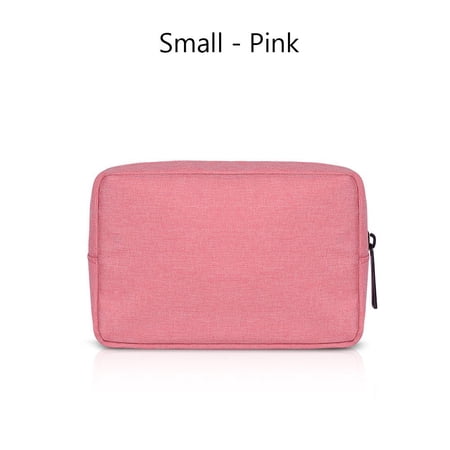 Large Capacity HDD Organizer Travel Gadget Devices Pouch Makeup Cover Digital Accessories Storage Bag PINK 16 X 11CM
