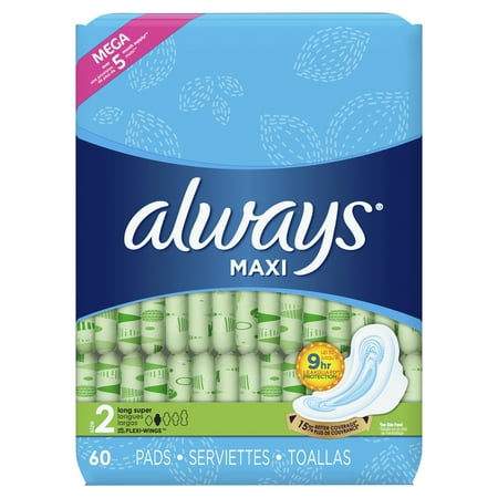 - Always Maxi, Size 2, Super Pads With Wings, Unscented (Choose Count)
