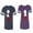 Men Navy / Women Purple, variant on Her Jack His SallyUnisex Couple Matching Cotton Jersey style T-Shirt Contrasting stripes on sleeves (Men Navy / Women Black) (Men S / Women S)