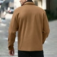 thumbnail image 6 of OGLCCG Men's Wool Bomber Jacket Casual Single Breasted Woolen Blend Coat Solid Color Turn Down Collar Long Sleeve Jacket,M,Coffee, 6 of 8
