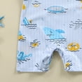 thumbnail image 6 of Sopiago Newborn Baby Boy Summer Clothes Mamas Boy Embroidery Jumpsuit Waffle Round Neck Romper Onesie 3 6 12 18 Months Romper Baby Boy Sky Blue,18-24 Months, 6 of 6