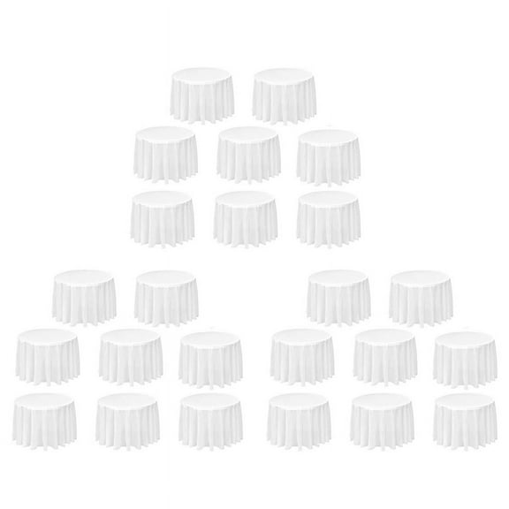 24 Pack Round Tablecloth, 84 Inch White Disposable Table Covers PEVA Waterproof Plastic Round Tablecloths (White)