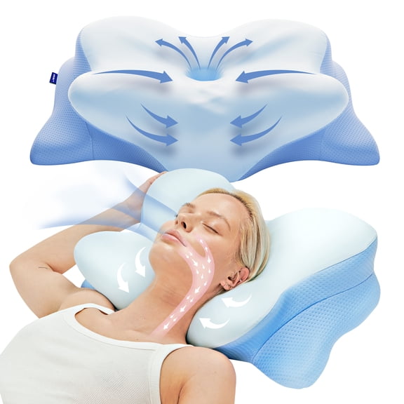 Derila Ergo Cervical Neck Pillow - 21.25 x 14.17 x 4.72 inches Contour Memory Foam Pillows for Back & Side Sleepers