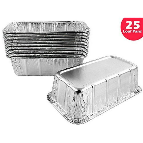 Pactogo Loaf Pans - Disposable Aluminum Foil 1 1/2 lb. Bread Tins 8.5" X 4.5" X 2.3" (Pack of 25)