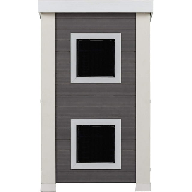 New Age Pet ECOFLEX Outdoor Cat 2 Level Townhouse Grey - Weather-Resistant Kitty Shelter