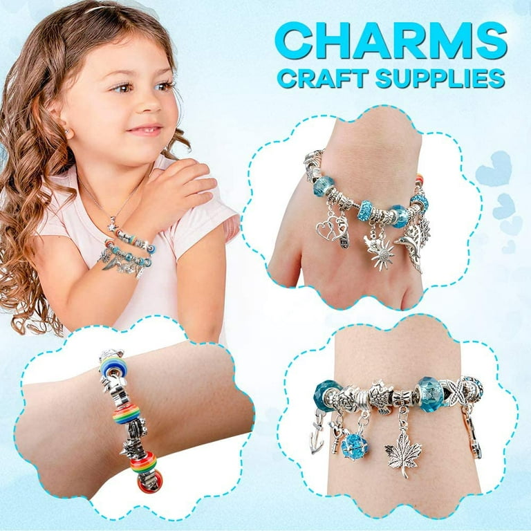 Charm Bracelet Making Kit,Toys for Girls Art Supplies Beads for  Bracelets,Girls Toys Age 6-8 Years Old Friendship Bracelet Kit with  Rings,Kids Toys