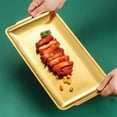 thumbnail image 5 of Plato de acero inoxidable Plato rectangular Decoración artesanal Plato de barbacoa Plato de merienda de comida occidental Plato plano, fácil de limpiar, 5 of 5