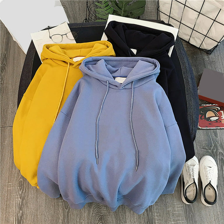 Women's Cute Sweatshirt Kawaii Long Sleeve Hoodie Cotton Pullover Tops For  Teen Girls Clothes Blue XL Cute Clothes for Teen Girls 