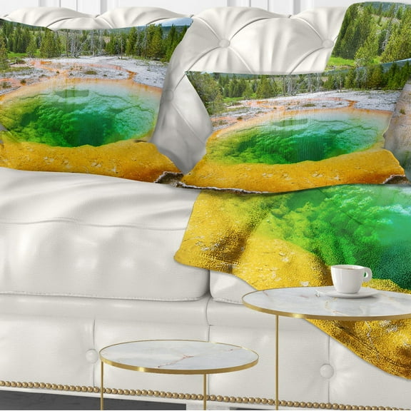 Designart Bright Morning Glory Pool - Landscape Photo Throw Pillow - 12x20
