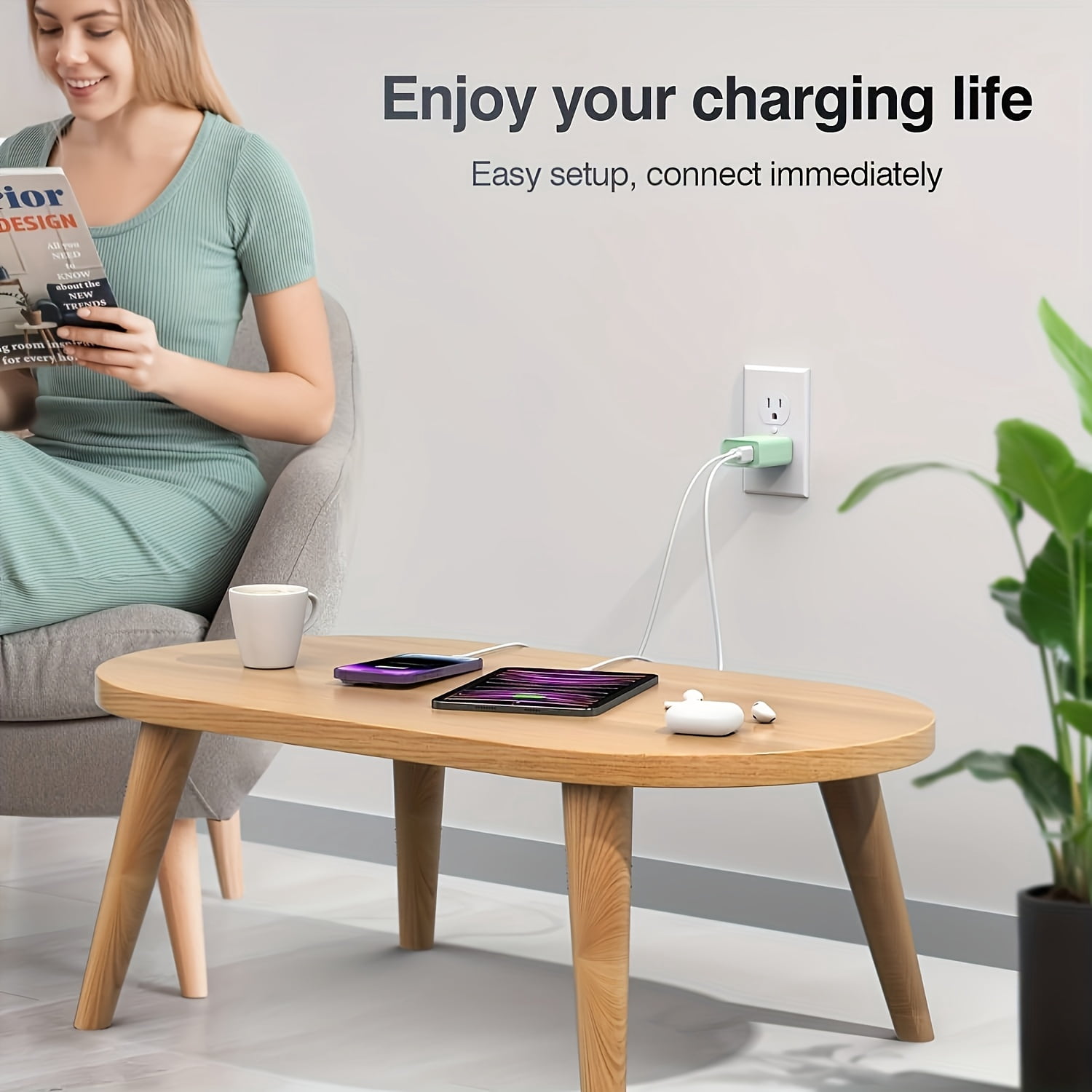 10ft Ultra Long Cable, "dual Fast" 20W USB C Fast Charger Block, Dual Port Power Adapter, with 10ft Cable C-type Fast Charging Group, Suitable for iPhone 15/16 Series, iPad, Samsung, Etc