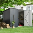 thumbnail image 6 of YODOLLA Outdoor Storage Shed, 3 x 7 Ft Bike Sheds & Outdoor Storage, Small Metal Outdoor Storage Cabinet for Garden, 6 of 7