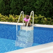 Confer Above Ground Swimming Pool Ladder 4 Stair Step Entry System, Gray