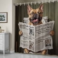 thumbnail image 5 of Funny Dog Puppy Shower Curtain, Cute French Bulldog Cartoon Newspaper Toilet Waterproof Shower Curtain Set with 12 Hooks Lightweight Bath Curtains Fabric Bathroom Decor 72x84 Inches, 5 of 9