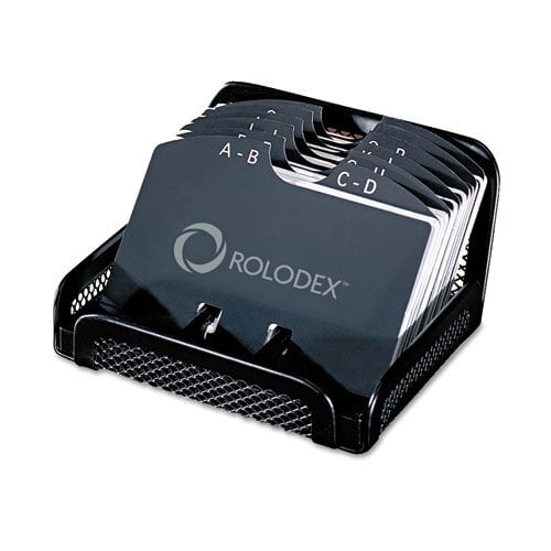 Rolodex Metal/Mesh Open Tray Address/Business Contact Card File, Black