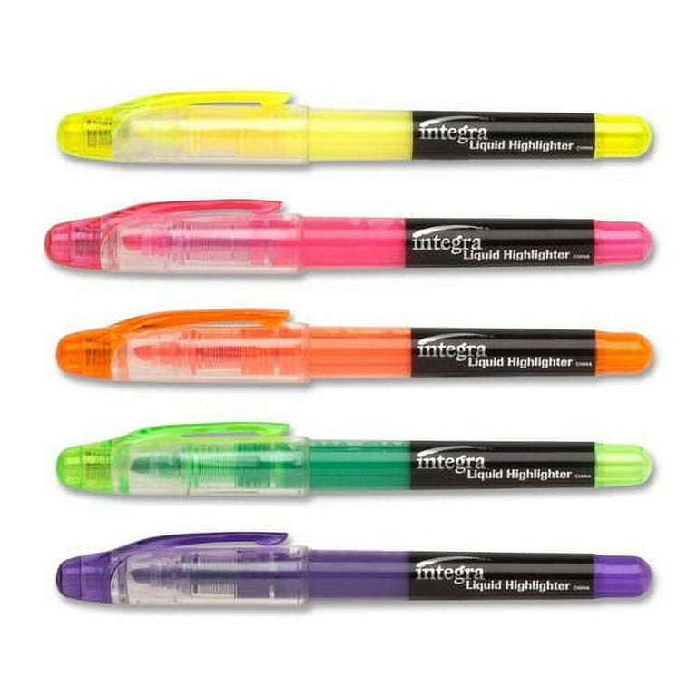 Integra Liquid Highlighters - Fine Marker Point - Chisel Marker Point Style - Assorted - 5 / Set Integra Liquid Highlighters - Fine Marker Point - Chisel Marker Point Style - Assorted - 5 / Set