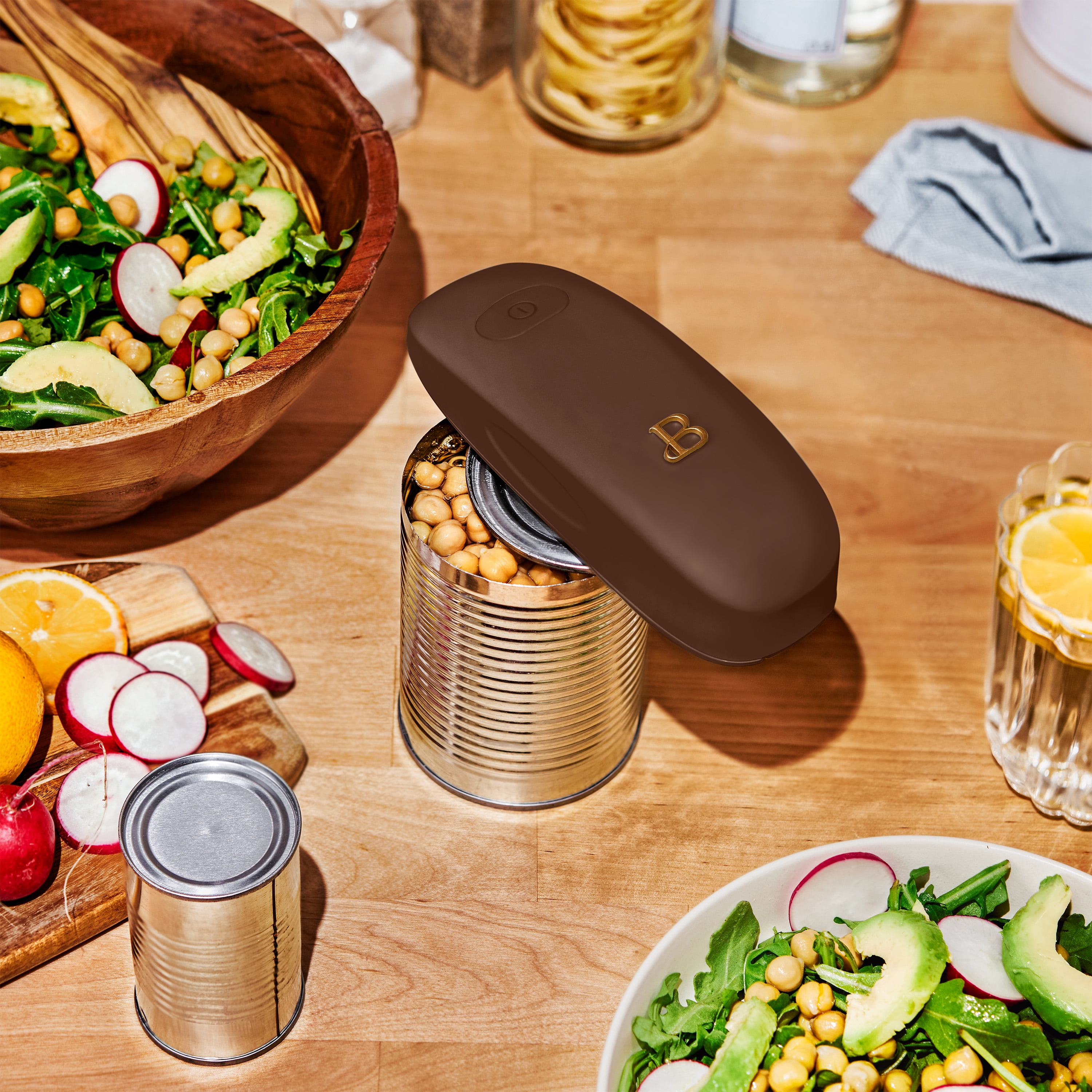 Beautiful Hands-Free Automatic Battery Powered Electric Can Opener, Chocolate by Drew Barrymore
