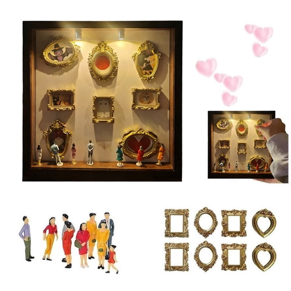 Museum Of Us Shadow Box,Shadow Boxes Display Cases,DIY Mini Museum Silhouette Box, Celebrate Your Unique Memories in Style, Shadow Box Frame Kit, Personalized DIY Photo Family(Brown)