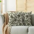 thumbnail image 3 of Olive Green Floral Block Print Pillow Covers 18x18 Set of 2 Rustic Old Style Modern Vintage Flower Pattern Cream Decorative Throw Pillow Cases Outdoor Farmhouse Decoration for Sofa Couch Bed, 3 of 6
