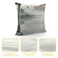thumbnail image 4 of Orinice  Asian Throw Pillow Cushion Cover, Japanese Style Garden Bird and Small Pavilion Over The Lake Lotus Waterlily, Decorative Square Accent Pillow Case,  White, 4 of 5